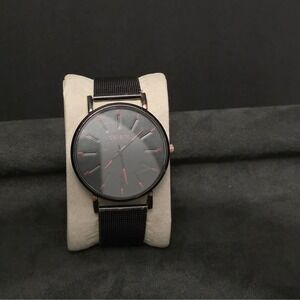 Geneva Mesh Strap Watch Mens OS Black Analog Minimalist Casual